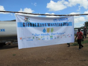 Global Handwashing Dayの標語を示す看板